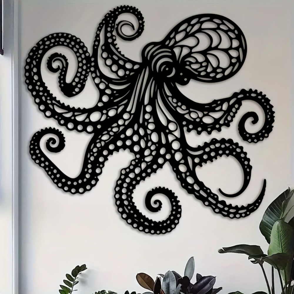 Industrial Laser Power - Große Metall-Oktopus-Wandskulptur - Viktorianische Gotische Lasergeschnittene
