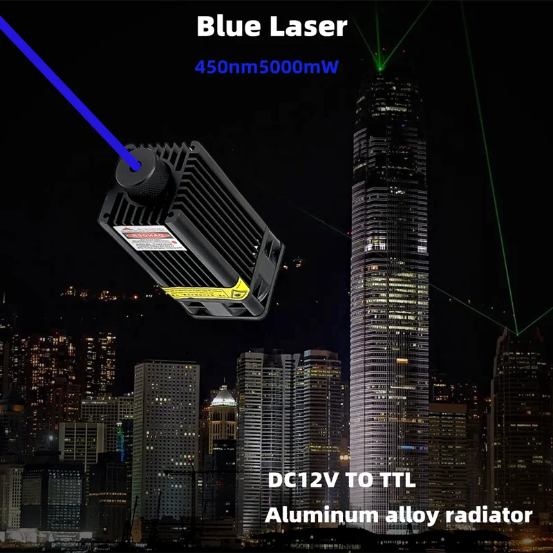 Diode Laser Module - 1PC5000 450nm Blau Licht Strahl Laser