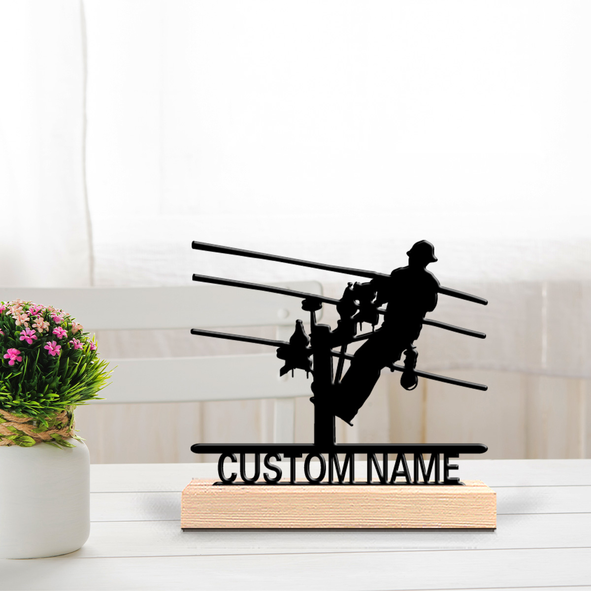 Industrial Laser Power - 1 Stück Stilvolle Personalisierte Elektriker-Metallstatue mit
